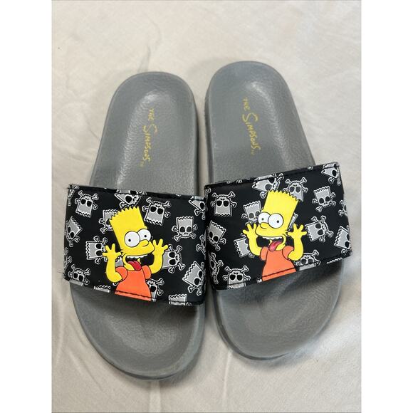 THE SIMPSONS BART SKULL SLIDES SANDALS BOYS SIZE 13 HALLOWEEN! 👻 - Picture 1 of 7
